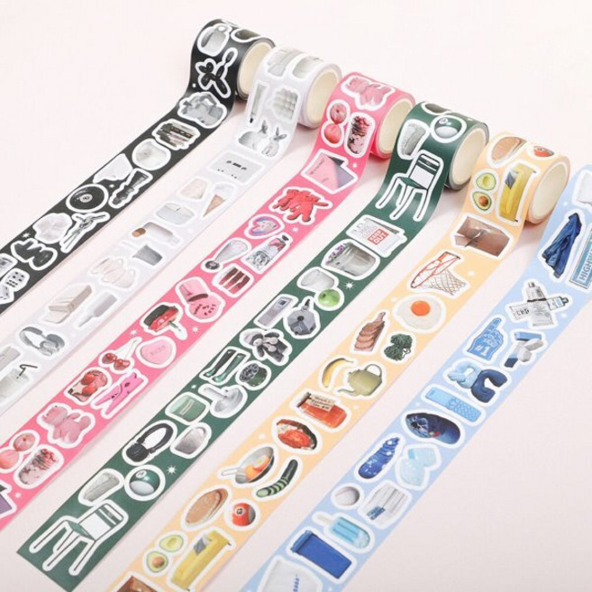 모데라토 키스컷 테이프 (6종) : 감성 오브젝트 키스컷 테이프, 3.핑크체리, 1개