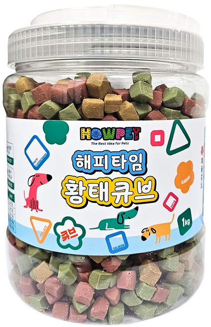 하우펫 해피타임 황태큐브 1kg 대용량 알러지예방 강아지 교육용 훈련용 노즈워크 칭찬간식 황태 져키, 1개