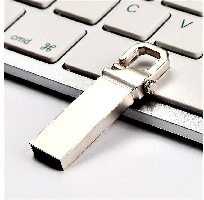 金色 USB 隨身碟 附掛勾設計, 1個, 128GB銀灰色
