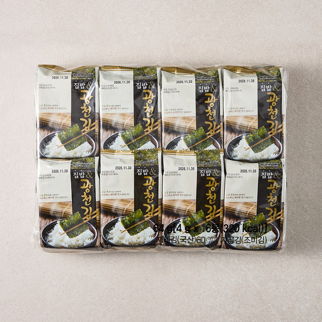 바삭하고 짭쪼름한 집밥 광천김 도시락김, 64개, 4g
