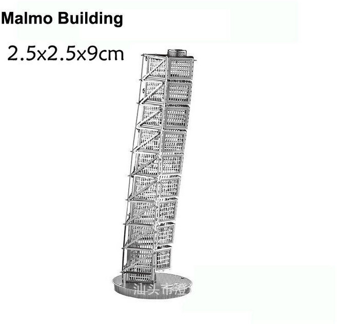 3D입체퍼즐 놀이 공원 건축 3D 금속 퍼즐 롤러 코스터 케이블 자동차 모델 키트 14세이상를위한 지그 소 선물 ​​장난감을 조립, 1개, 13) 256-Malmo Building