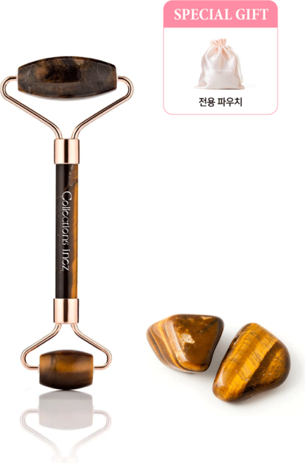 이네즈 로즈쿼츠 괄사 얼굴 마사지 기구 페이스롤러 괄사, 타이거아이(호안석)페이스롤러, 1개