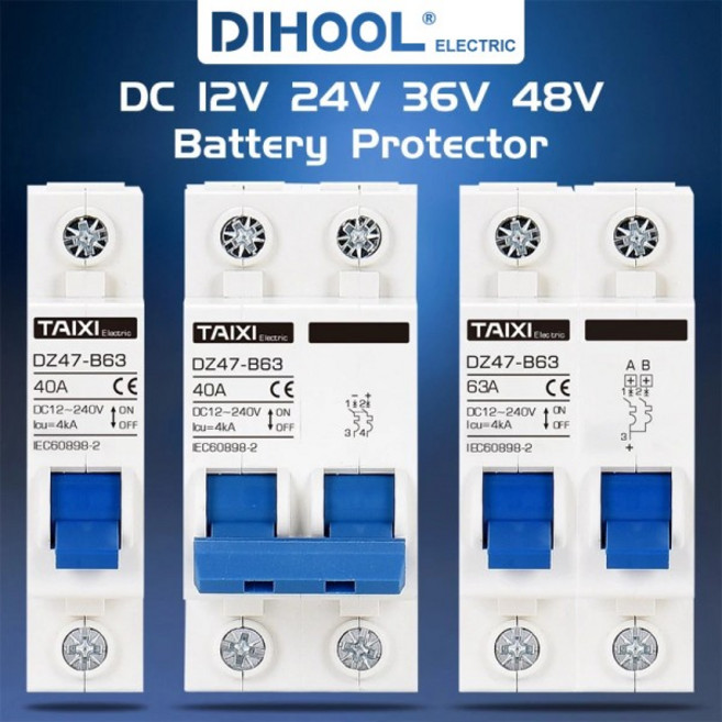 DC MCB 24V 96V DZ47 회로 차단기 dc 125A 63A 배터리 자동차 및 발전기 용 전원 스위치 강력한 보호기, 10 B50A, 01 1P