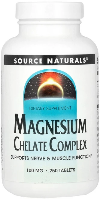 Source Naturals 마그네슘 시트레이트 복합체 100mg Magnesium Chelate Complex, 1개, 250정 - 쿠팡