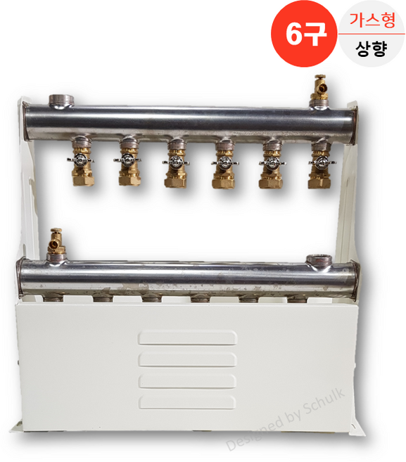 [완카바] 스텐 온수분배기 6구 나비핸들 가스형 (엑셀 12A / 15A 선택), 1개