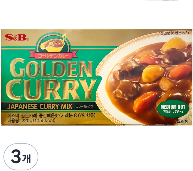 에스앤비 골든카레 중간매운맛, 220g, 3개