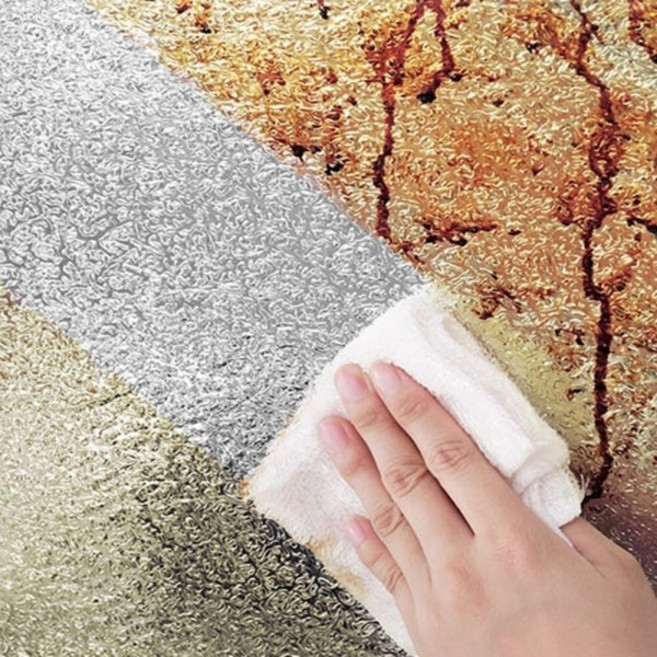 주방 가스렌지 기름때 오염 방지 붙이는 은박 시트지 싱크대 현관 금박 벽지, 1개