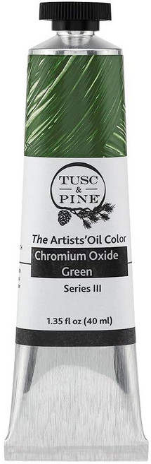 Tusc & Pine 아티스트 오일 페인트 - 티타늄 화이트 (아마씨) 40ml 황변 없음 풍부하고 크리미 한 일관성 최대 안료 부하 소량 가공 페인트 전문 아티스트, 1개(1개입), 산화 크롬 그린