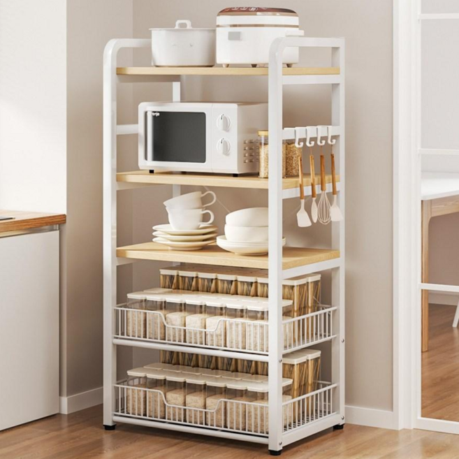 하이피러브 다용도 주방 선반 전자레인지 선반, 1개, 화이트