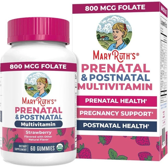 마리루스 프리네이탈 포스트네이탈 멀티비타민 구미젤리 Multivitamin 딸기맛 60개, 60정 - 쿠팡