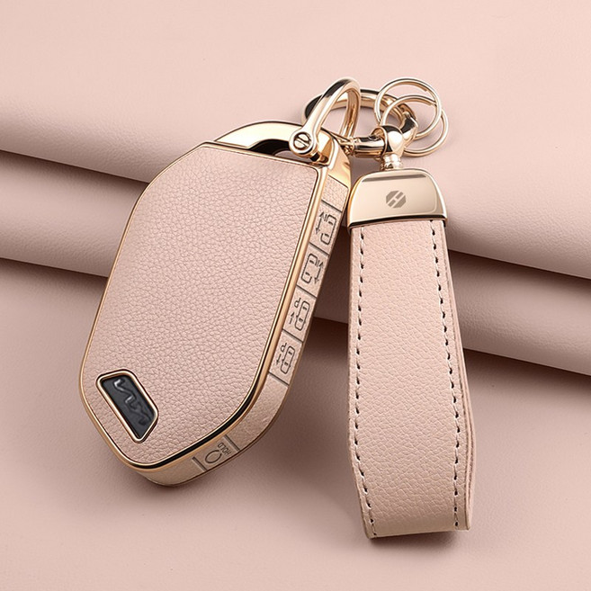 HAKO 소프트2.0 가죽TPU 차키케이스+키홀더 (9버튼), K-16 (9버튼), 핑크베이지
