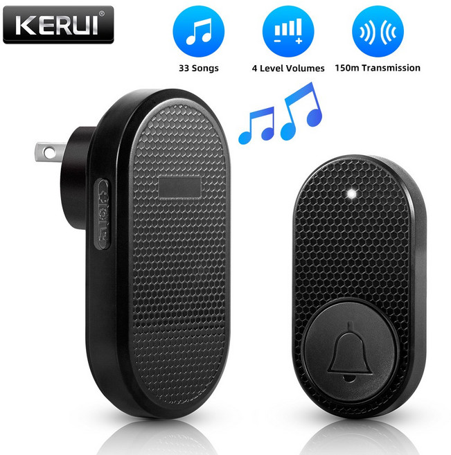 현관 비디오 인터폰 초인종 카메라 스마트 도어벨 M558 무선 환영 홈 알람 도어 벨 32 노래 4 레벨 조정 가능한 볼륨 쉬운 설치, 1개, 1 receiver 1 button