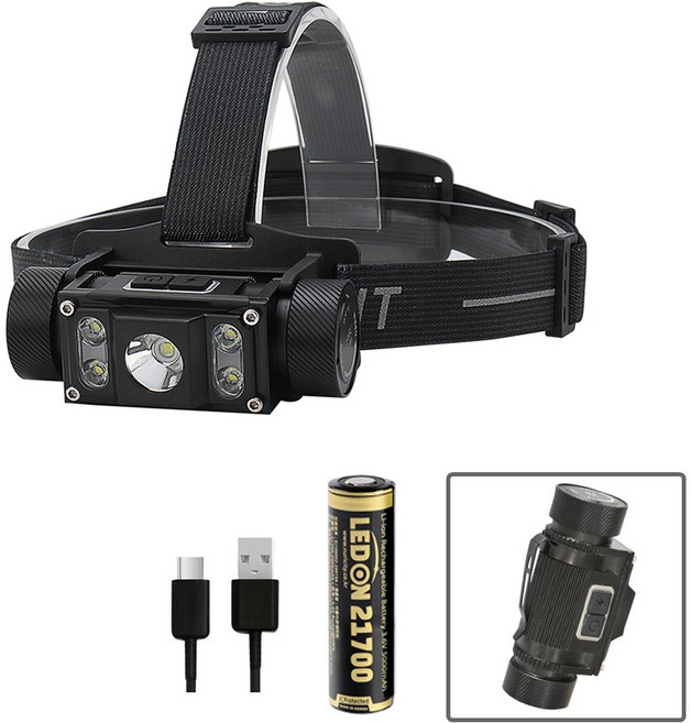 LED 헤드랜턴 B50 세트 21700 배터리 포함 충전식 작업 등산용 낚시용 자전거 백패킹 해루질 캠핑 랜턴, 1개, 혼합색상