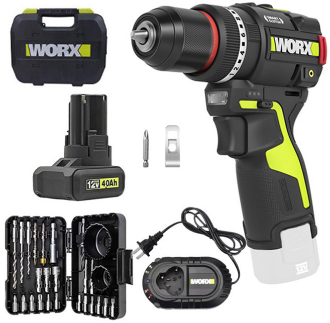 웍스 WU135T 4.0싱글패키지 해머드릴 12V 스마트클러치 충전 드릴 드라이버 WORX 너구리해외쇼핑