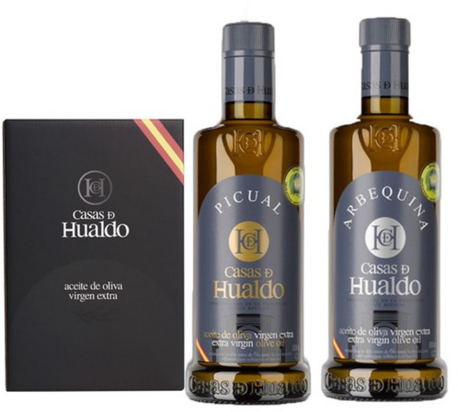 스페인 까사스 디 후알도 엑스트라버진 올리브오일 피쿠알+아르베끼나 2병 선물세트, 500ml, 2개