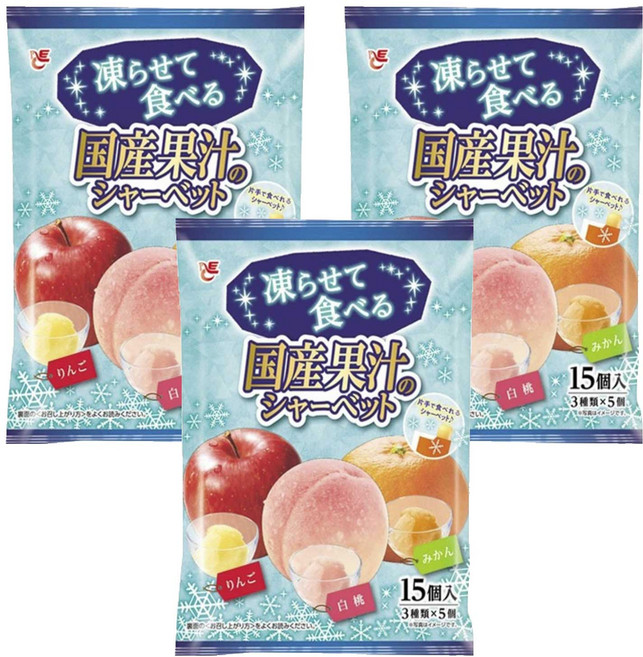 AceBakery 冷凍即食果汁雪酪 蘋果 + 水蜜桃 + 橘子 15入, 3個, 300g