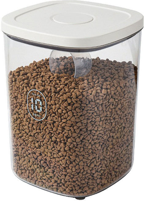樂奇嚴選 真空飼料桶 防潮儲糧桶 附量杯, 白色, 1個, 10L