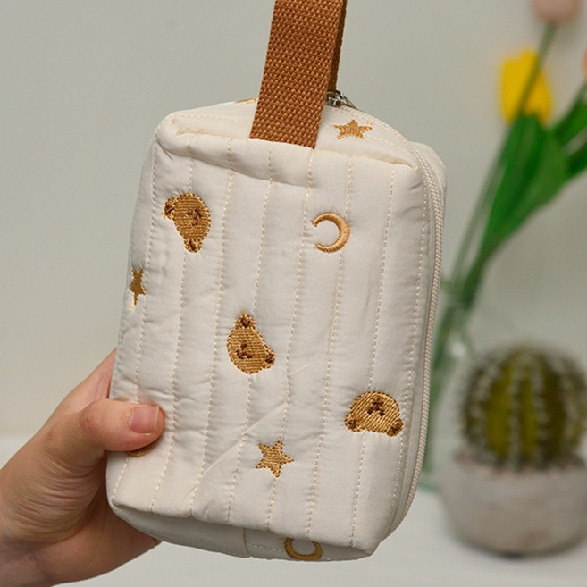 예쁜 자수 파우치 곰 화장품 메이크업