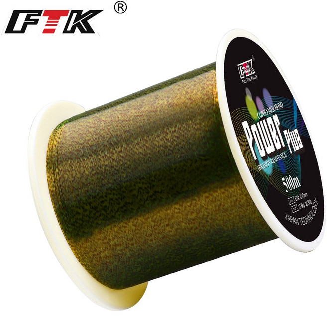 FTK 500M 스팟 나일론 원줄 고시인성 우수한 매듭력 대물 낚시, 1개, 그린