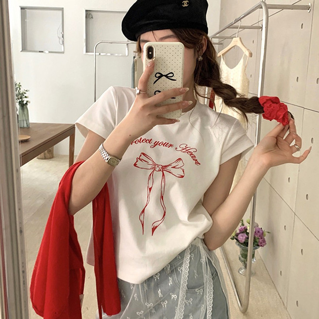 [기간한정 50%특가세일] 메이킹유 리본 프린팅 반팔 W874522제니아티