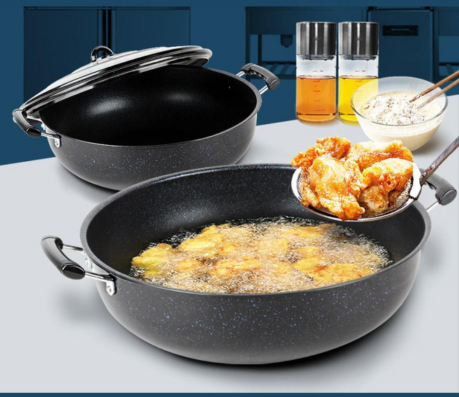 업소용 마블코팅 국산 대용량 튀김팬 궁중팬 큰솥 튀김냄비 대용량웍 큰웍, 1개