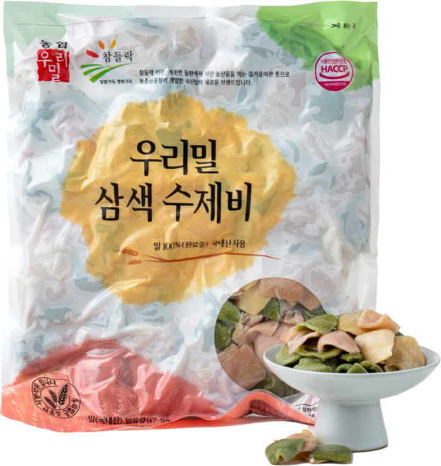 우리밀 삼색수제비 1kg 10인분 2개 2kg 농협생산 식사대용 부대찌개 만두국 냉동