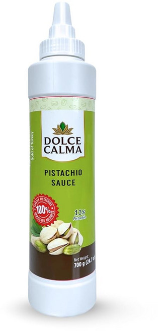 돌체 칼마 프리미엄 피스타치오 소스 700g (24.7온스) - 커피 아이스크림 케이크 와플 또는 디저트용 정통 터키 시럽 스퀴즈 보틀 단순한 향료뿐만 아니라 진짜