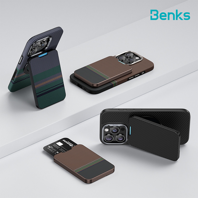 Benks 맥세이프 카드 지갑 수납 휴대폰 거치대 카본 ArmorGo Magnetic, 600D Design, 1개