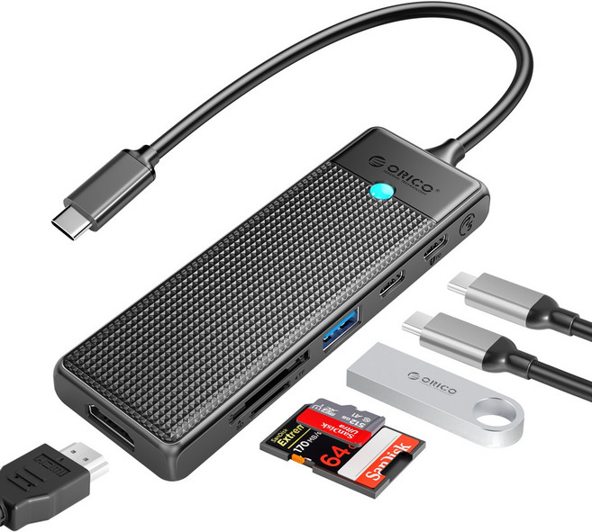 오리코 USB 3.0 허브 PD100W Type-C 4K HDMI 멀티포트 허브 PWD, PWD 6in1, 1개