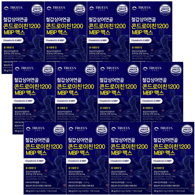 철갑상어 콘드로이친 1200 6형 저분자 cs6 c6s 형 mbp 식약청 식약처 인증 트루어스, 12개, 60정