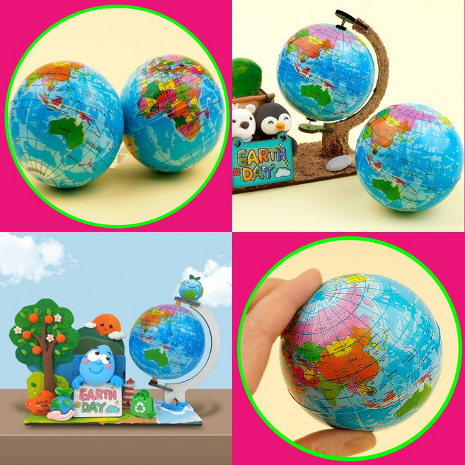 지구의 날 말랑말랑 칼라 지구본 소프트볼 세계지도 어린이 유아 놀이 학습 2개입, 1세트