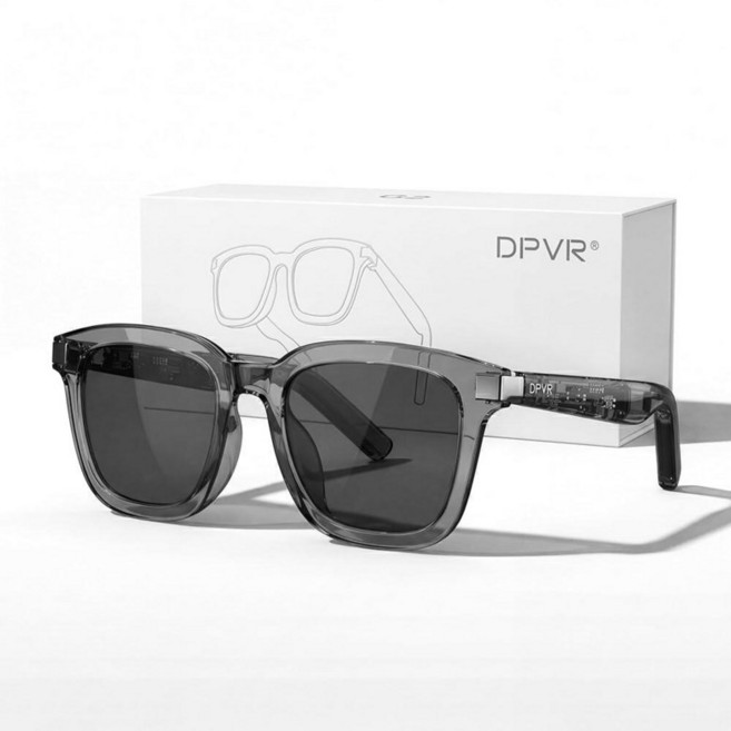 DPVR 카메라 및 블루투스가 있는 AI 스마트 안경 - 남성 여성용 8MP HD 안경 음성 어시스턴트가 비디오 녹화 144개 언어 실시간 번역 여행 직장 음악 블로그, G2 Gray