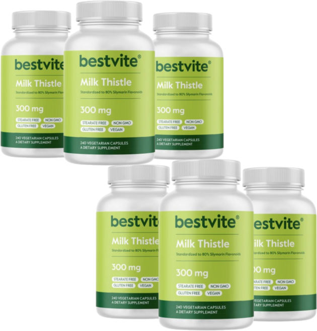 밀크시슬 300mg 고함량 실리마린 베지 캡슐 8개월 프리미엄 베스트바이트, 6개, 240정
