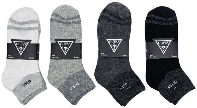 게스 남성 로고 자수 단목양말 3켤레
