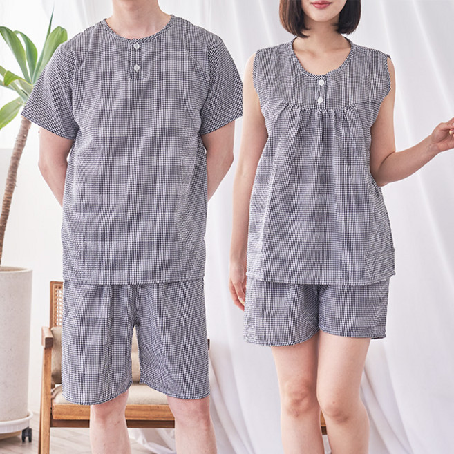 VOLISH COOL 지지미 남자반팔 여자나시 잠옷 상하세트 모음