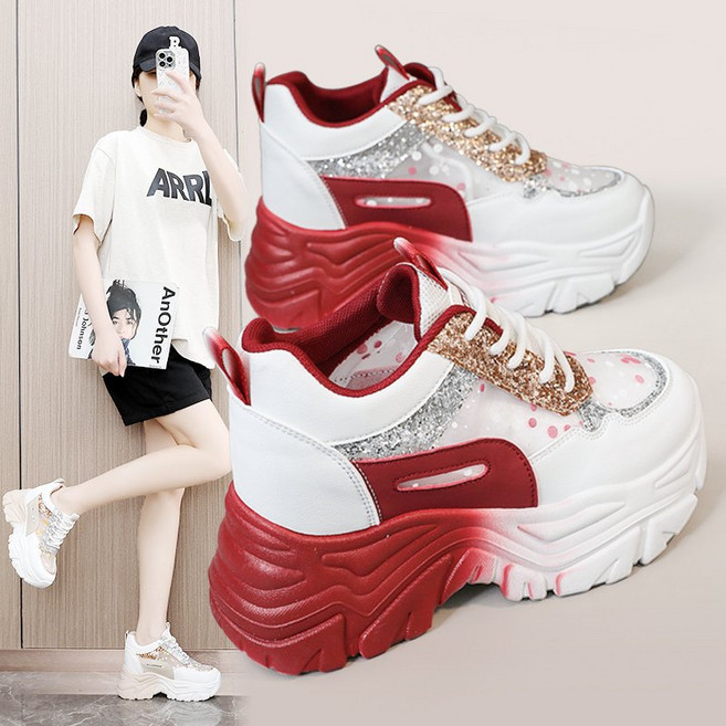 Aesero 여성 키높이 운동화 데일리 키높이 통굽 발편한 운동화 6+3cm ZYF801