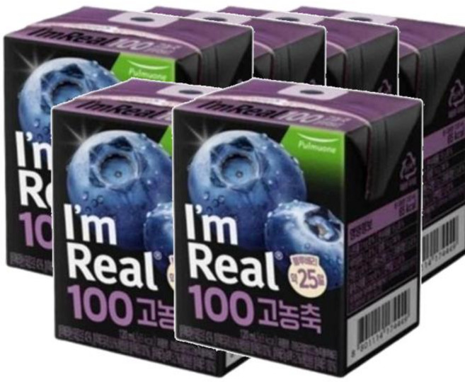 풀무원 아임리얼100 고농축 블루베리, 120ml, 60개