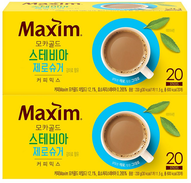 맥심 모카골드 스테비아 제로슈거 커피믹스, 11.5g, 2개, 20개입