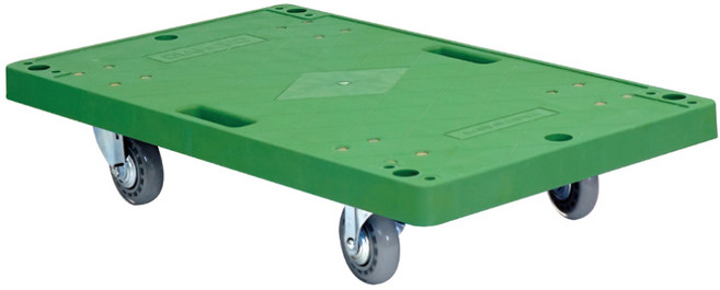 손잡이 없는 구르마 달리 대차 투명 인라인 우레탄 바퀴 무소음 운반카트 중형 그린 투명 760x460, 1개