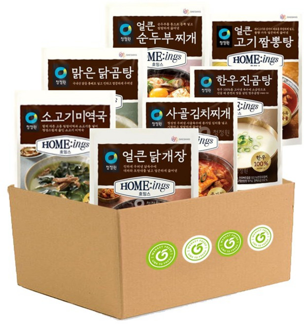 청정원 호밍스 국탕 7종 얼큰고기짬뽕탕 + 사골김치찌개 + 얼큰닭개장 + 맑은닭곰탕 + 얼큰순두부찌개 + 소고기미역국 + 한우진곰탕, 450g, 7개