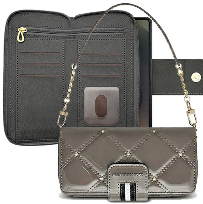 애니글로시 진주 지퍼 지갑 다이어리 휴대폰 케이스