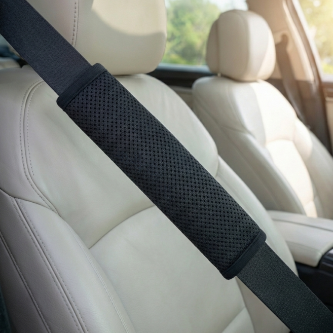 픽앤굿 피로완화 쾌적착용 통기매쉬 안전벨트 커버, 2개, 블랙