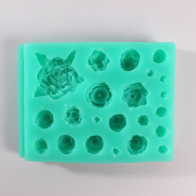 실리콘 몰드 틀 - 미니 장미 플라워 데코 모음, 1개