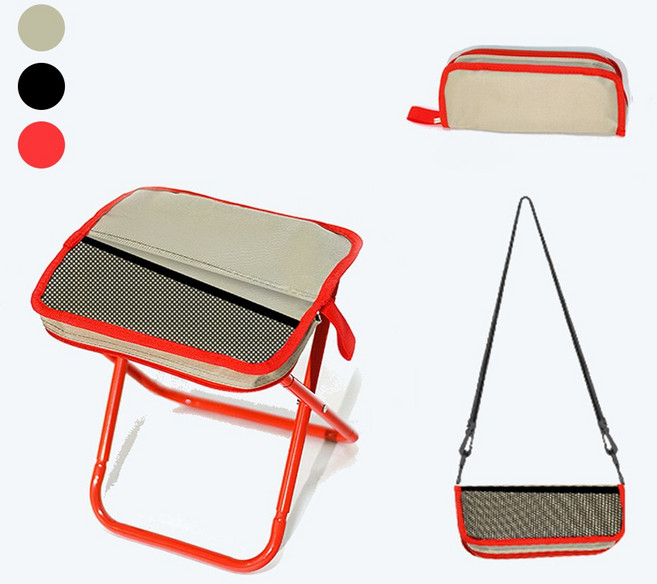 모두일상 캠핑 접이식 미니 의자 휴대용 로우 체어 낚시 등산 피크닉 수납가방 포함, 카키레드 크로스