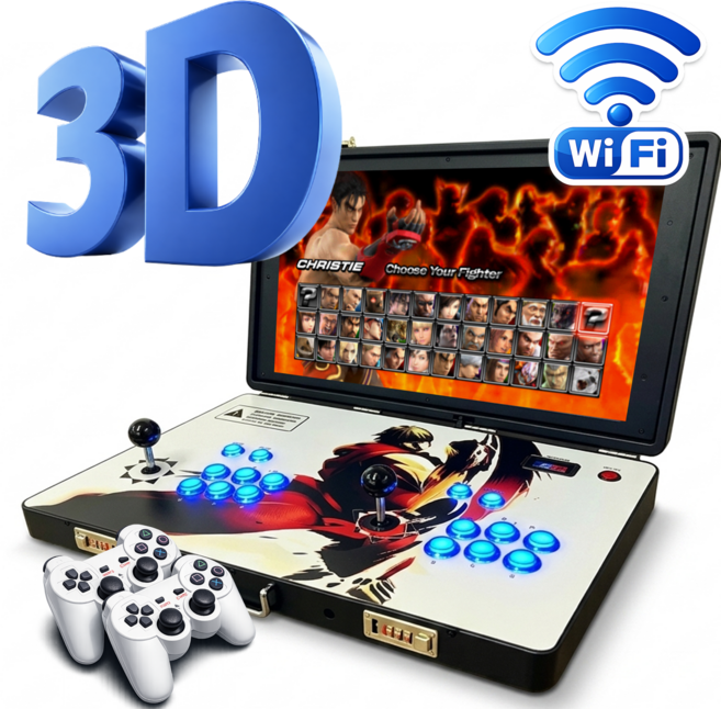 조이폴드 24인치 레트로 게임기 2026년형 한국어지원 대화면 접이식 2인용 4인용, 화이트/3D/충전형