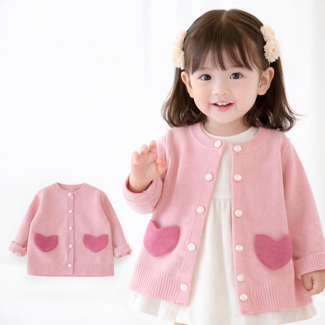 아동 니트가디건 여아 하트가디건 키즈 봄 간절기 아우터