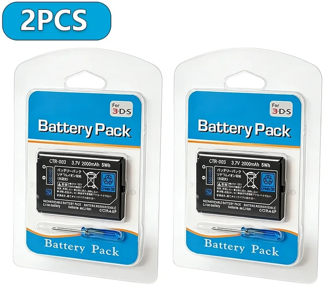 닌텐도 3DS 게임기 호스트용 CTR-003 배터리 2000mAh 3.7V 리튬 내장 셀 게임패드 컨트롤러, 05 2PCS