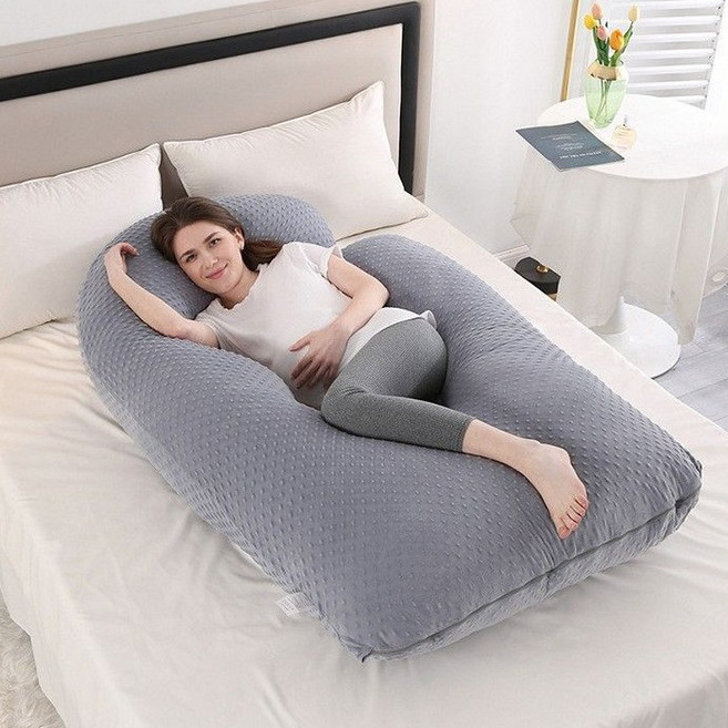 임산부 바디필로우 허리 보호대 곁잠 j타입 임신 중 수면 쿠션 세탁 수유쿠션 분리, 핑크