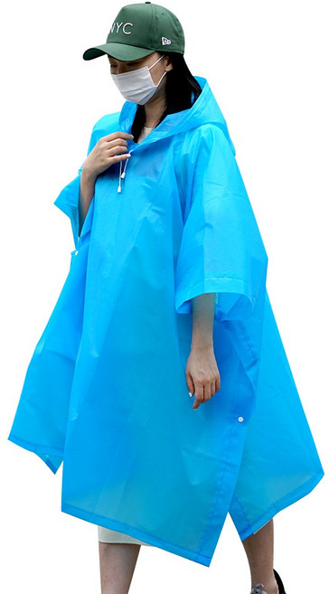 라트몰 여성비옷 등산용 우비 캠핑 EVA 초경량 판초, 블루, 1개