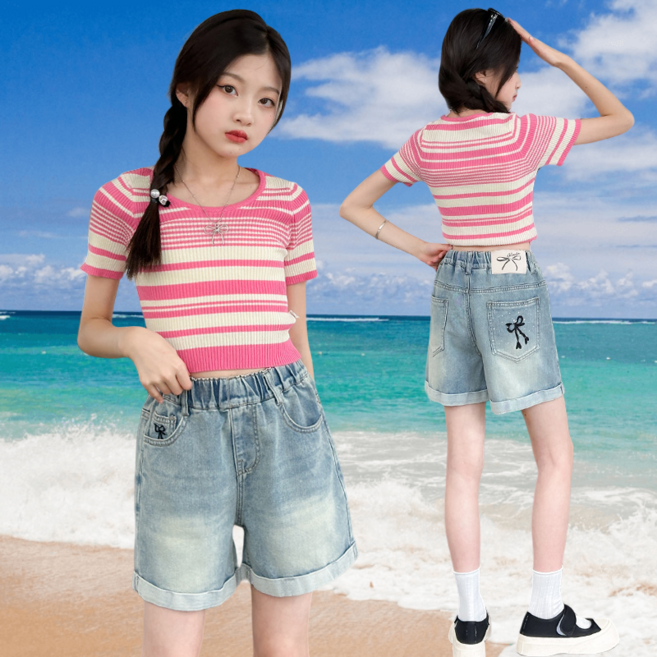 밀크봉봉 월드소년 여아초등생 스판 청반바지1